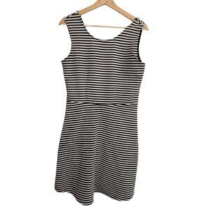 George Dress Medium 8-10 Women Black White Striped Knit Fit Flare Sleeveless